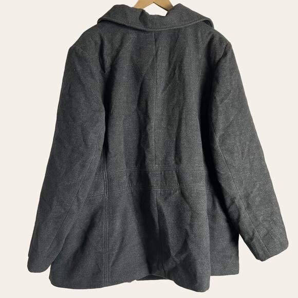 JM Collection Vintage Charcoal Gray Single Breasted Pea Coat Plus Size 3X - Picture 3 of 6
